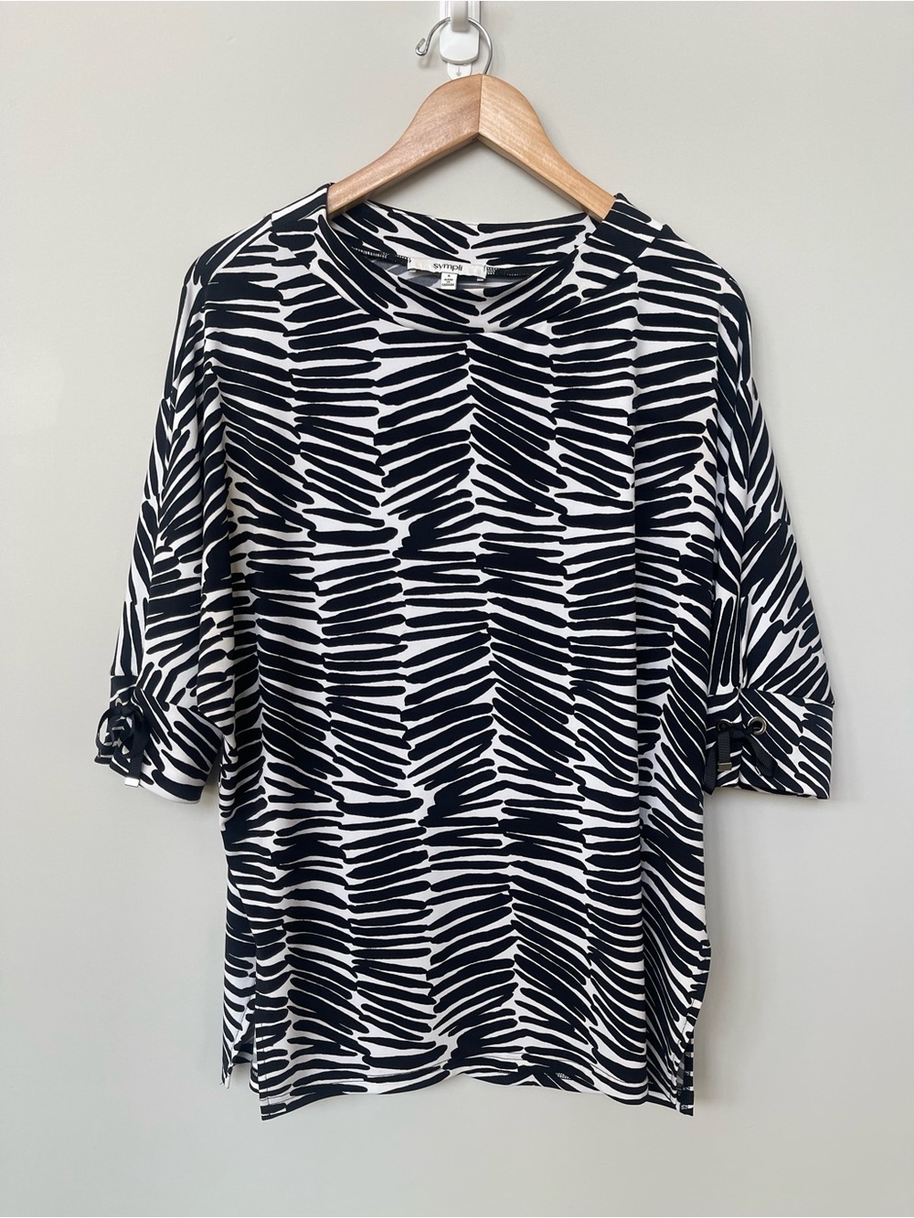 Sympli | Black White Abstract Zebra Print Jersey Top